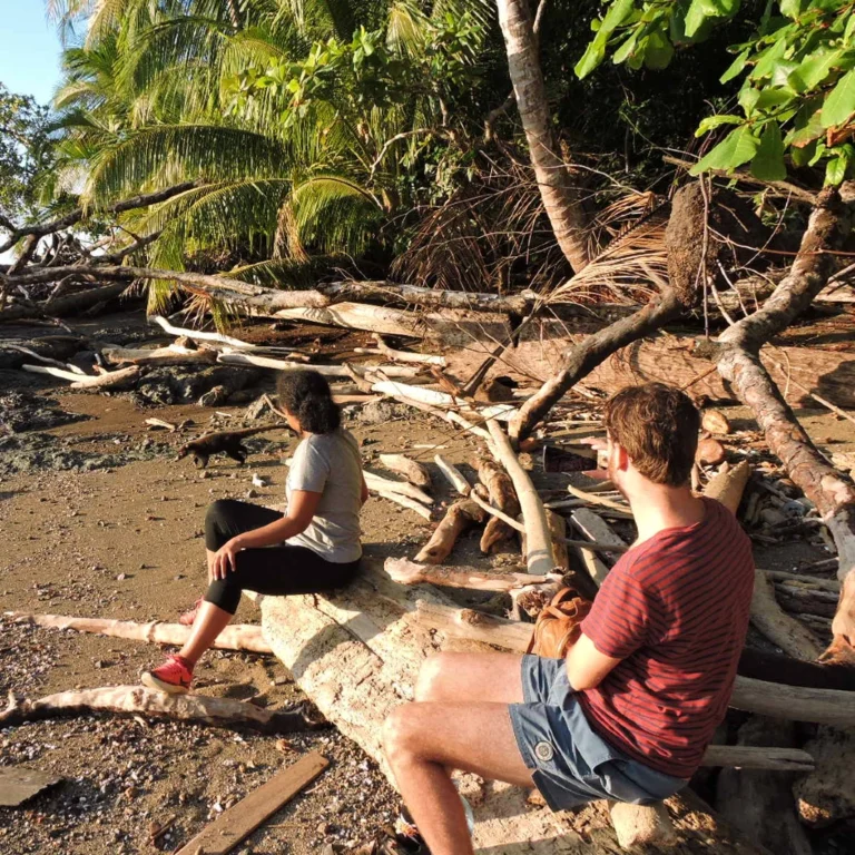 Clients enjoying a private guided tour through the rainforest trails of Corcovado National Park, Costa Rica – led by Osa Outdoors Adventures, Drake Bay.