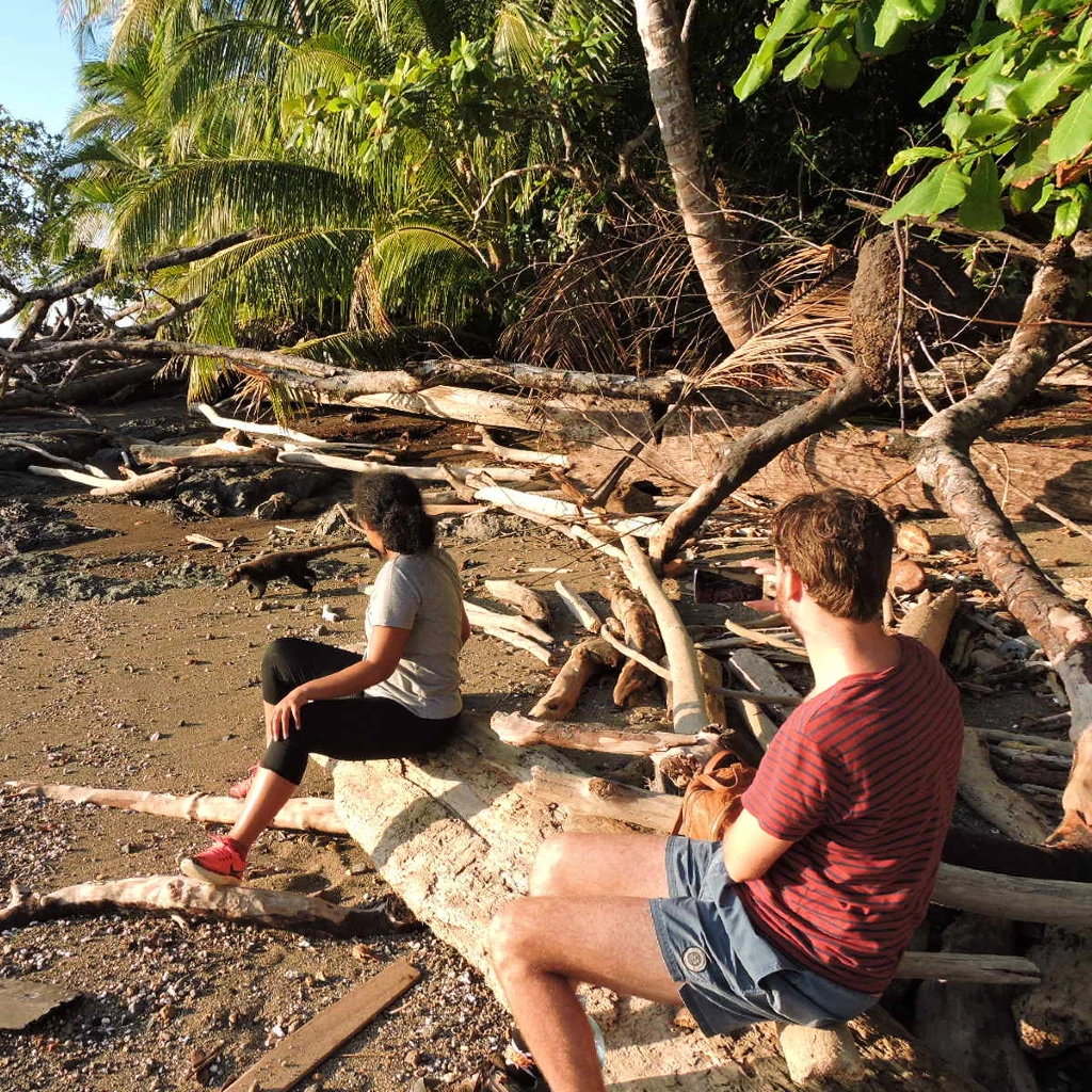 Clients enjoying a private guided tour through the rainforest trails of Corcovado National Park, Costa Rica – led by Osa Outdoors Adventures, Drake Bay.