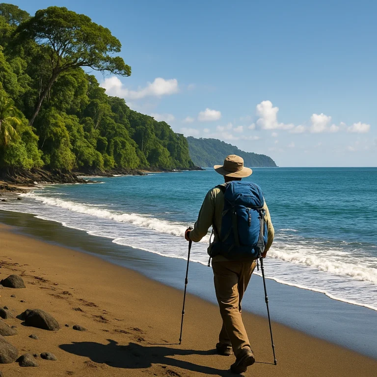 Two-day Corcovado National Park tour – guests arriving by boat to Sirena Station and hiking out to La Leona, guided by Osa Outdoors Adventures, Costa Rica.