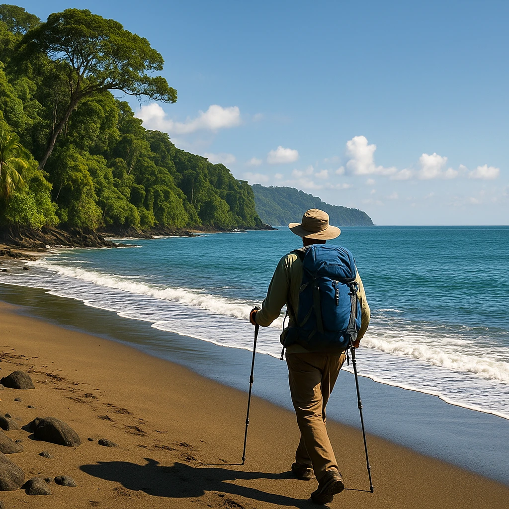 Two-day Corcovado National Park tour – guests arriving by boat to Sirena Station and hiking out to La Leona, guided by Osa Outdoors Adventures, Costa Rica.