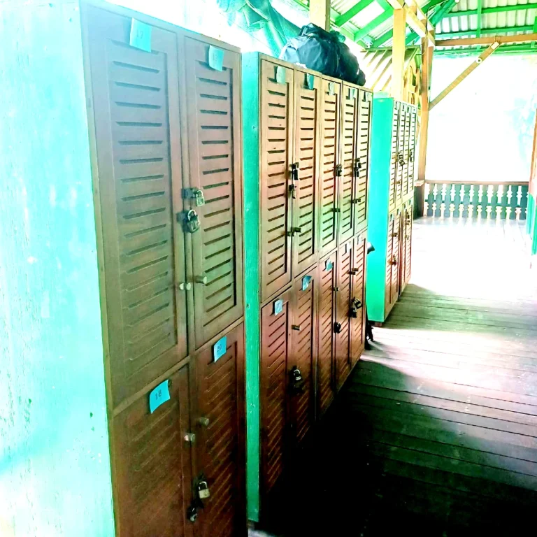 lockers-sirena-station-corcovado-national-park-osa-outdoors-adventures Lockers at Sirena Station, Corcovado National Park, Costa Rica – secure storage for visitors’ belongings during overnight tours with Osa Outdoors Adventures.